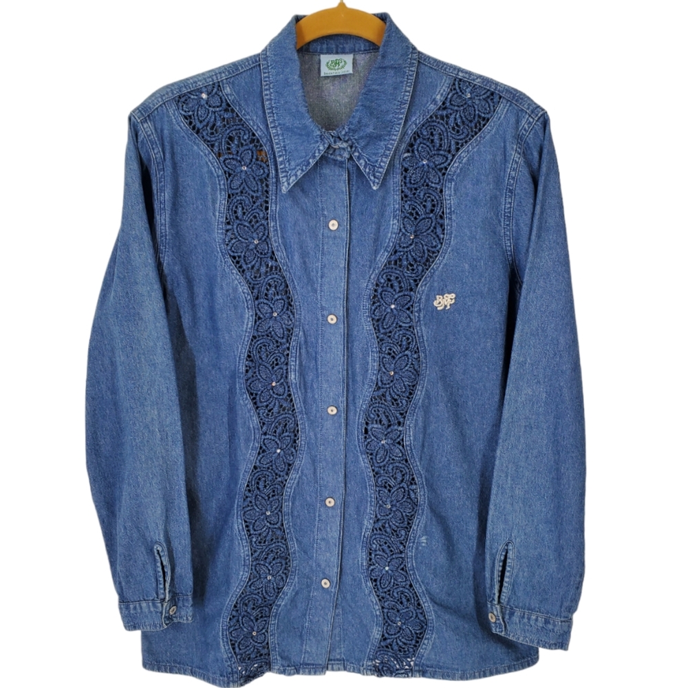 Vintage Bianca Maria Caselli Western Inspire Snap Front Longsleeve Shirt Sz M